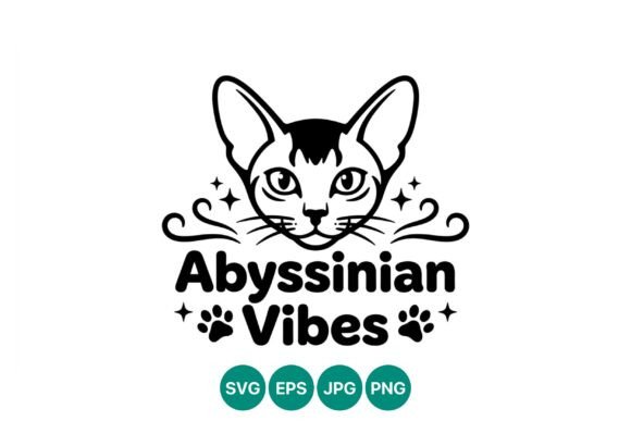 Abyssinian Cat Face Line Art