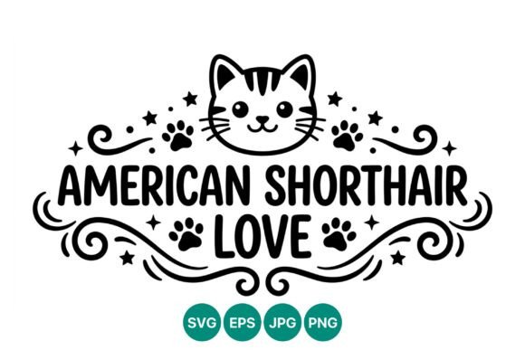 American Shorthair Cat Love Vector