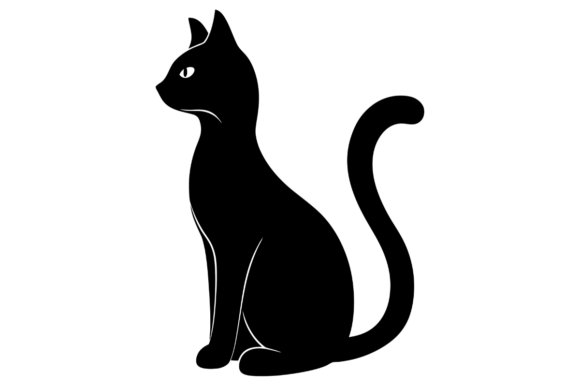 Black Cat Sitting Looking to the Side