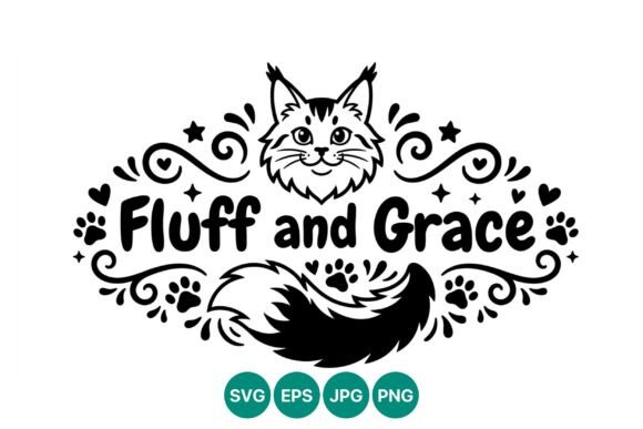 Cat Face with Fluff and Grace Text