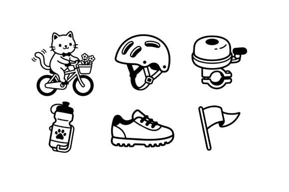 Cat Riding Bike Cycling Gear Vector
