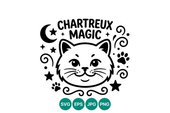 Chartreux Magic Cat Face Vector