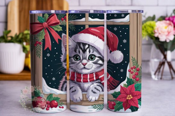 Christmas Kitten Window 20oz Tumbler