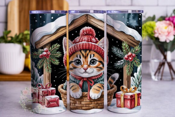 Cozy Winter Kitten 20oz Tumbler Wrap