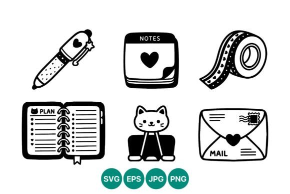Cute Cat Clip Notebook Pen Tape Mail
