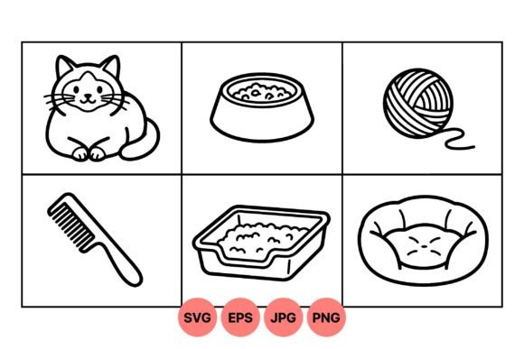 Cute Cat Essentials Clipart Set
