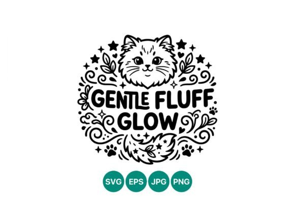 Cute Cat Face Gentle Fluff Glow Vector