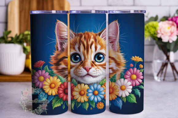 Cute Cat Flower 20oz Tumbler Wrap
