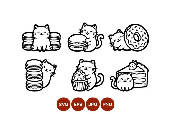 Cute Cat with Delicious Desserts