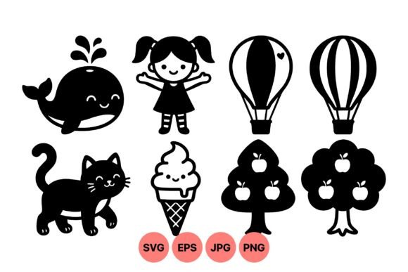 Cute Kids Cartoon SVG Icons