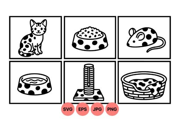Cute Polka Dot Cat Icons