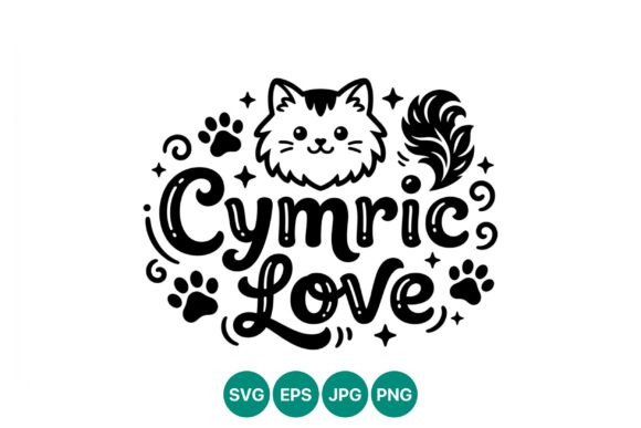 Cymric Cat Love Vector Cute Design