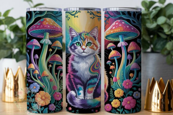 Fantasy Mushroom Cat 20oz Tumbler Wrap