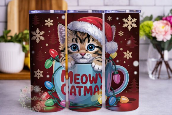 Festive Kitten Mug 20oz Tumbler Wrap