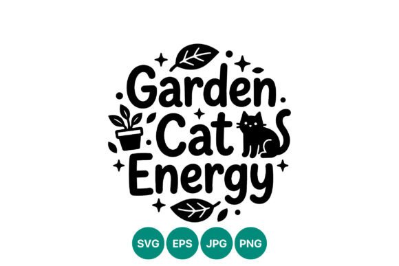 Garden Cat Energy Vector Art