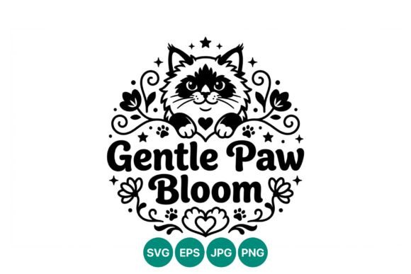 Gentle Paw Bloom Cat Vector Art