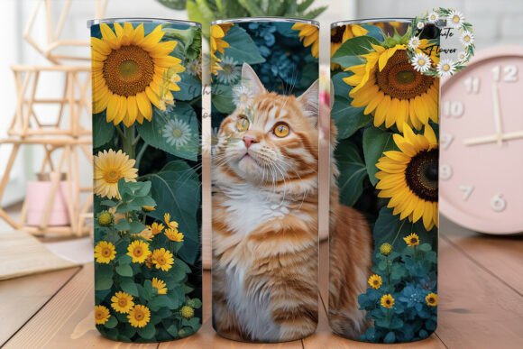 Ginger Cat Sunflower Tumbler Wrap