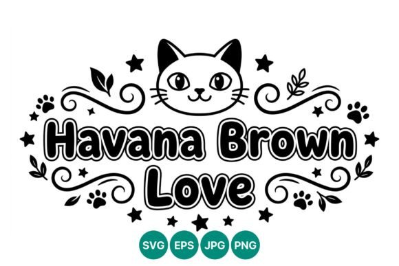 Havana Brown Love Cat Vector