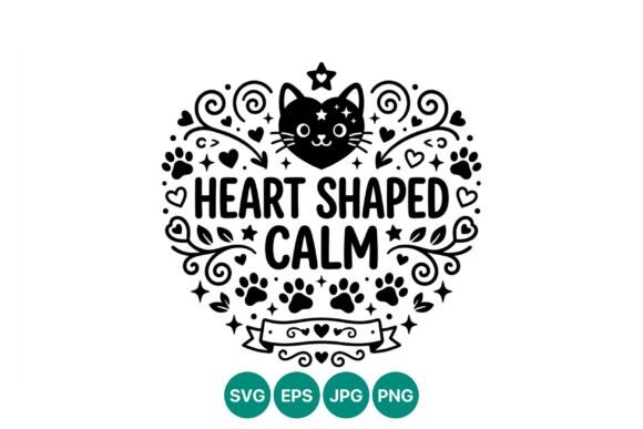Heart Shaped Calm Cat Vector
