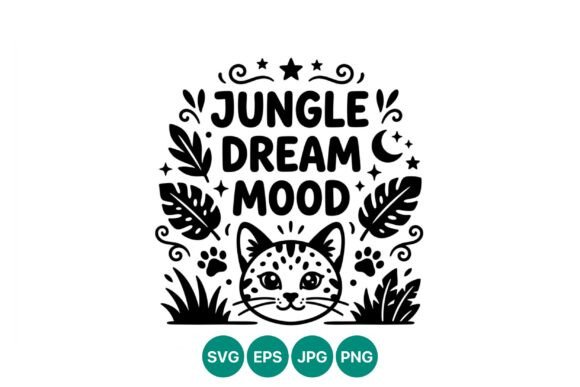 Jungle Dream Mood Cat Vector Art