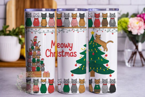 Meowy Christmas Cat 20oz Tumbler Wrap