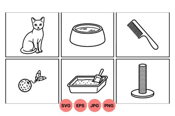 Minimal Cat Care Vector Icons