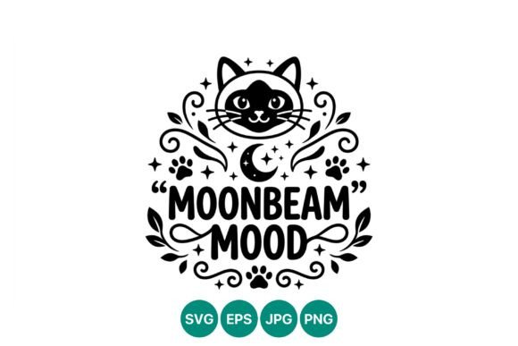 Moonbeam Mood Cat Vector Art