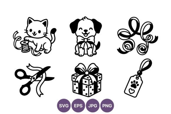 Playful Kitten and Happy Puppy Vector