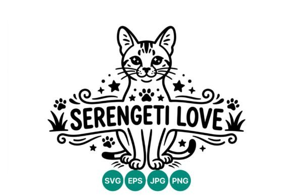 Serengeti Love Cat Line Art