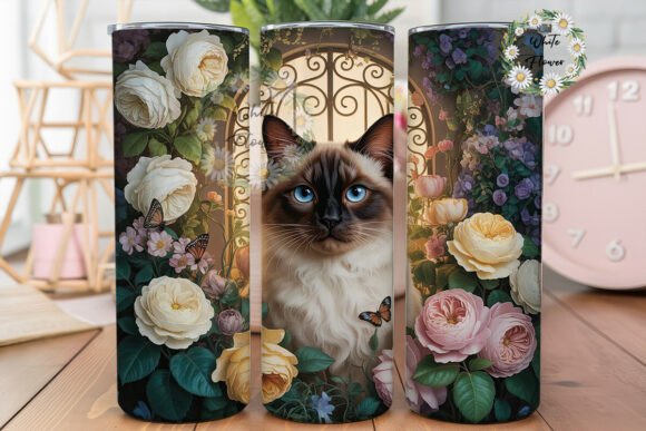Siamese Cat Garden Rose Tumbler