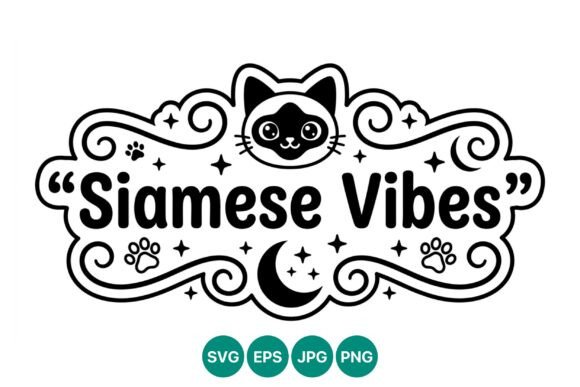 Siamese Vibes Cat Face Vector