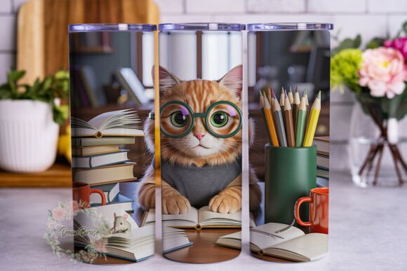 Smart Cat Reading 20oz Tumbler Wrap