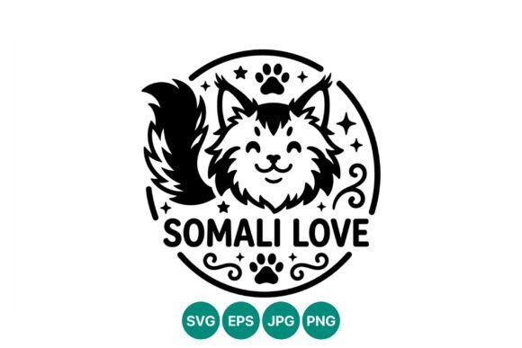 Somali Cat Love Vector Art