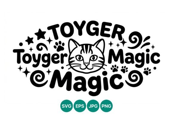 Toyger Magic Cat Face Vector
