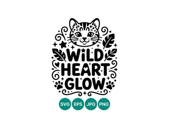 Wild Heart Glow Cat Vector